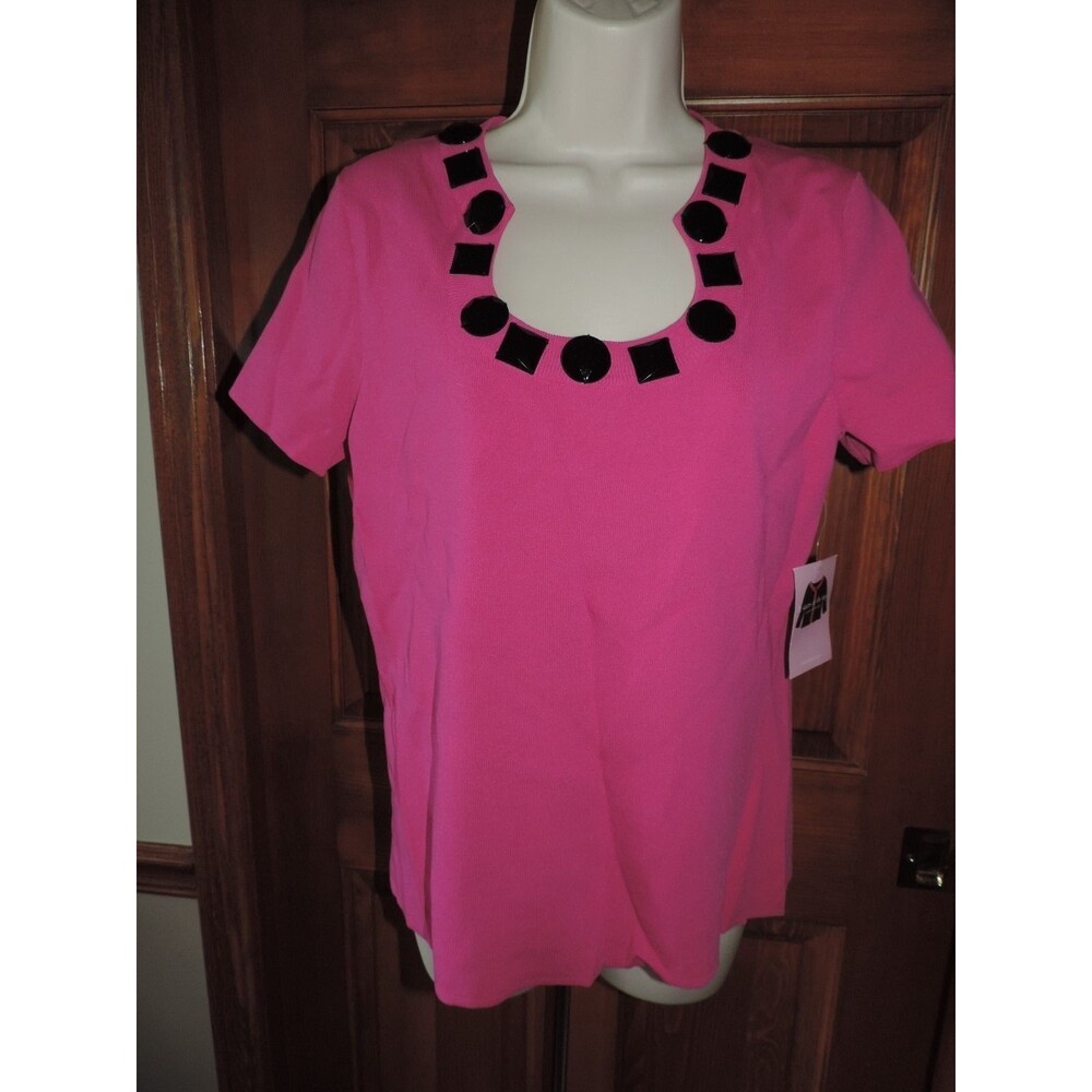 Cable & Gauge Pink Top Blouse Shirt Ladies Short Sleeve Size Large